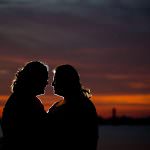 Same sex lesbian engagement photos at Wollaston Beach in Quincy, mA