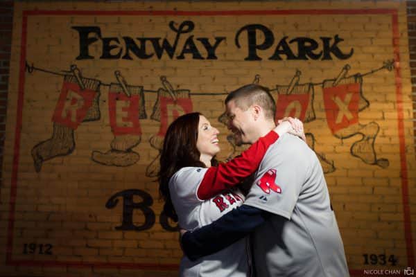 Boston Fenway Park Baseball themed Red Sox and Yankees engagement Session photos