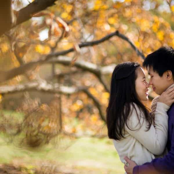 Fall Foliage Engagement session photos at Larz Anderson Park in Brookline, MA