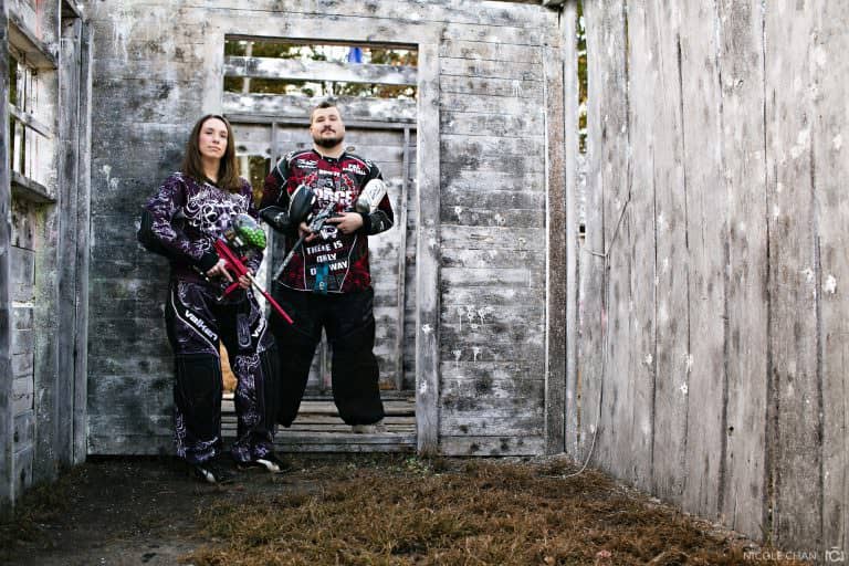 Paintball themed engagement session – Candy + Derek