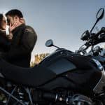 Boston waterfront motorcycle engagement session