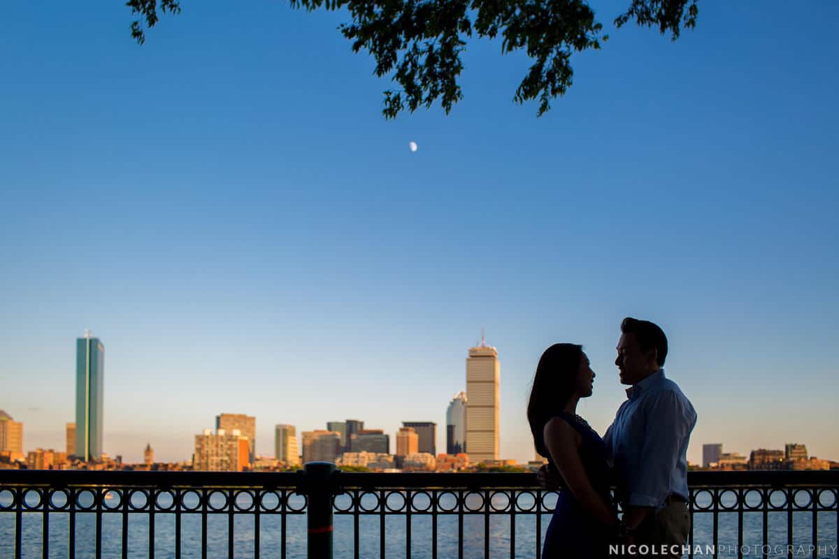 Boston skyline engagement session photos