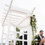 outdoor cape cod wedding ceremony and Flying Bridge wedding photos