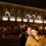 Night winter Back Bay engagement session in Boston