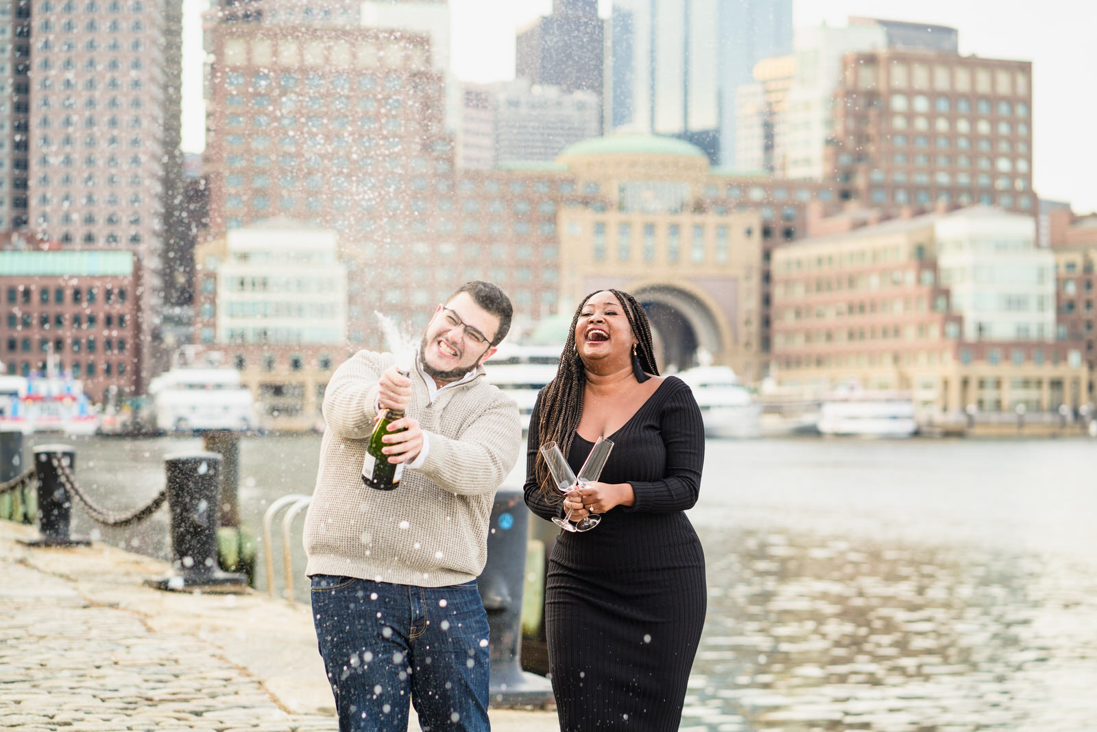 Boston seaport fan pier proposal engagement photographer nicole chan