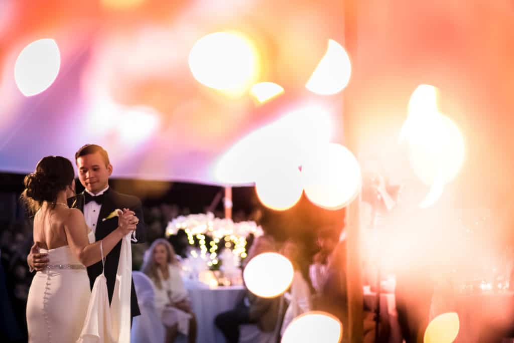 a bride and groom sharing a first dance.