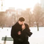 Nikki and Tim's engagement photoshoot at the Frog Pond in the Boston Commons by Nicole Chan Photography