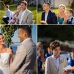 a collage of photos of a bride and groom.