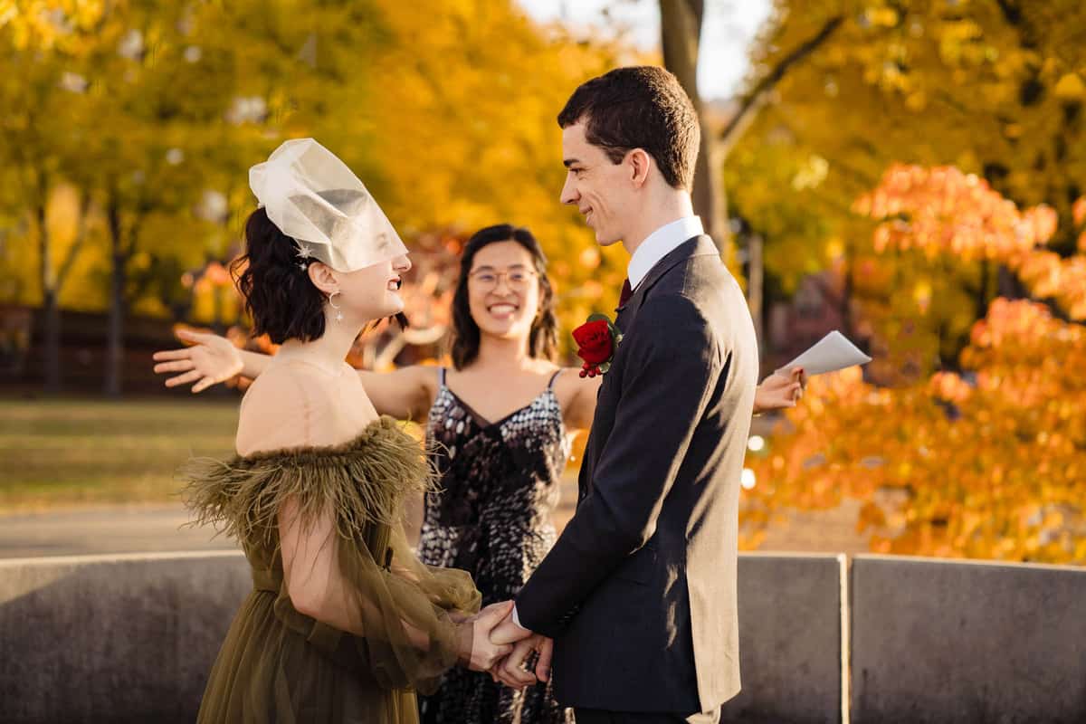 boston fall wedding photos at the Esplanade Charles River