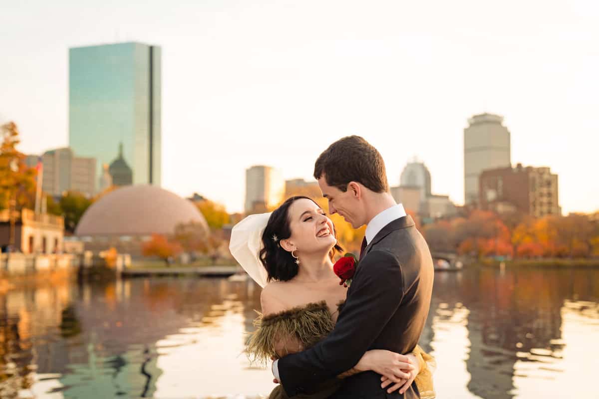 boston fall wedding photos at the Esplanade Charles River