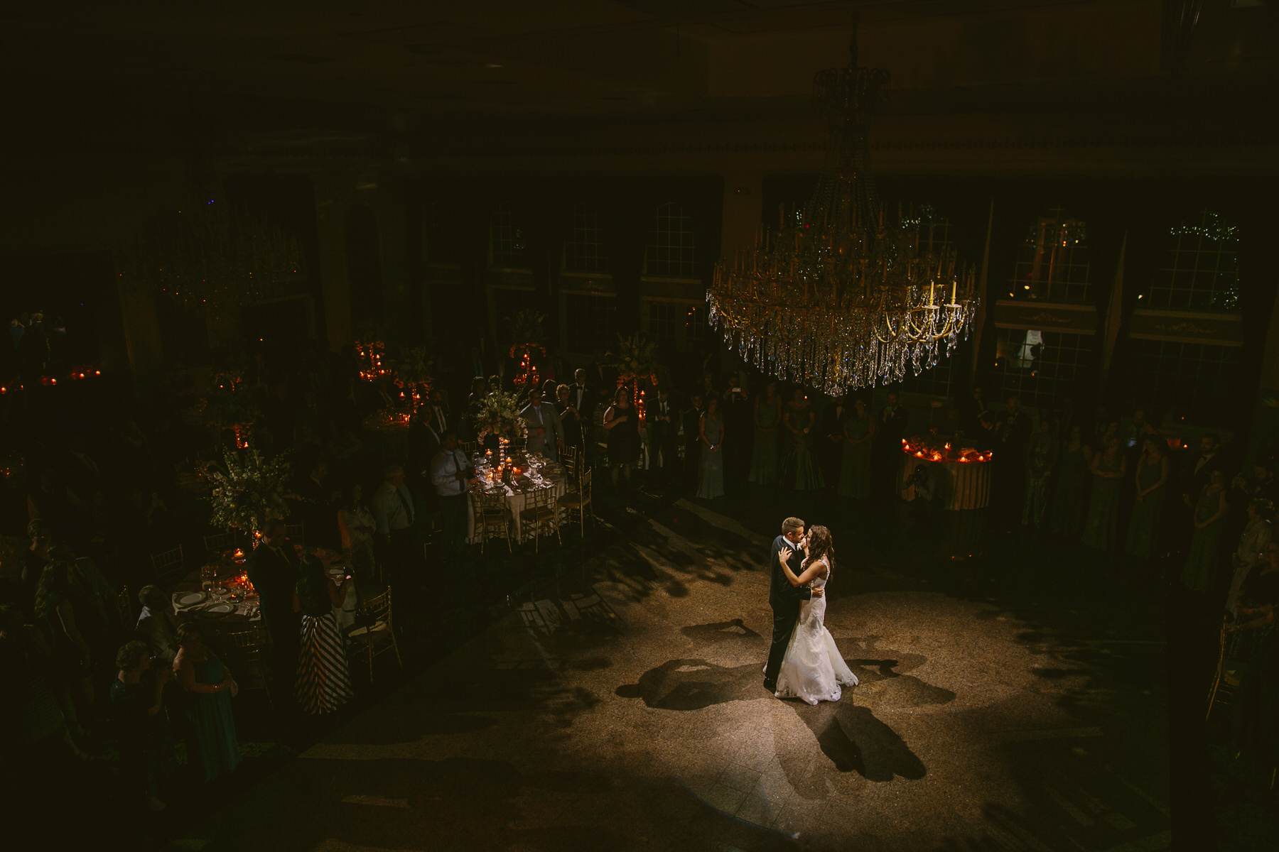a bride and groom sharing their first dance.