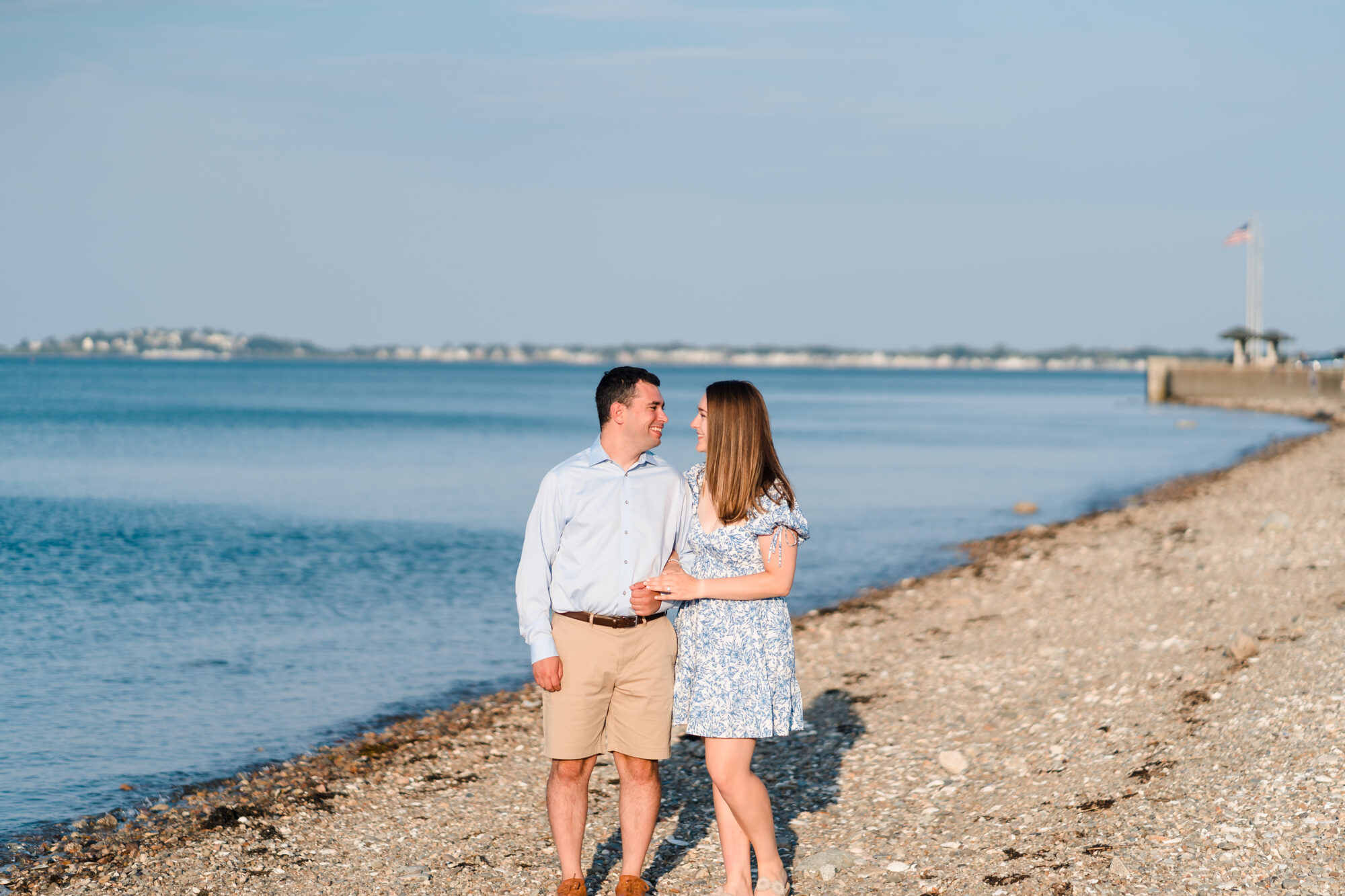 engagement session photos at wollaston beach in quincy, ma